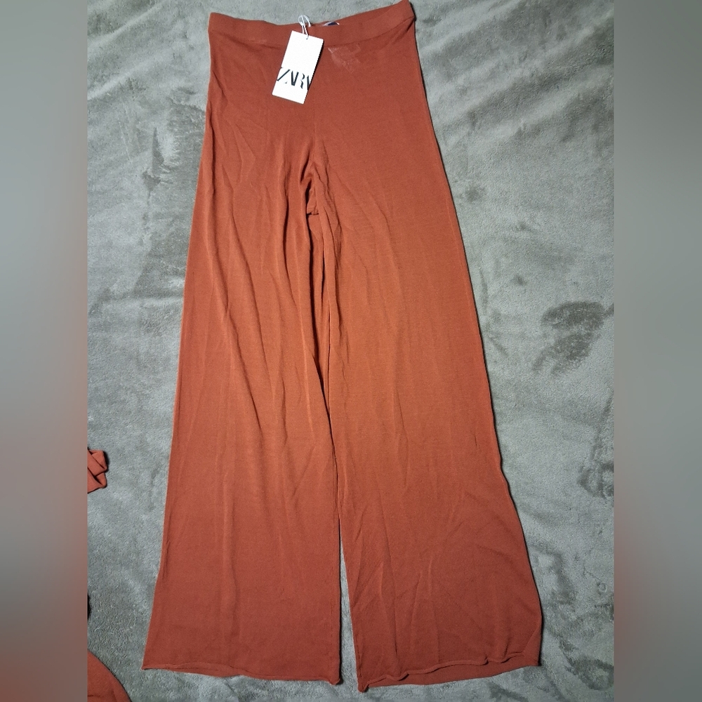 NEW! Zara Rust Stretch Sheer Swim Coverup Beach Pants S NWT! $23